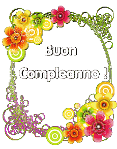 Messagi Italiano Buon Compleanno Floreale Sfondo trasparente 013 