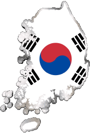 Fahnen Asien Südkorea Karte 