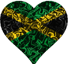 Drapeaux Amériques Jamaïque Coeur 
