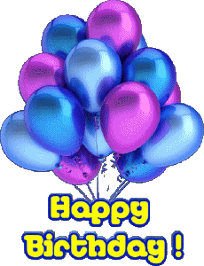 Nachrichten Englisch Happy Birthday Balloons - Confetti 004 