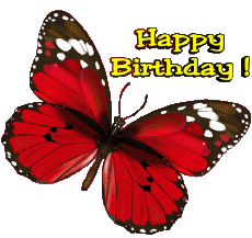 Messages Anglais Happy Birthday Butterflies Fond Transparent 004 