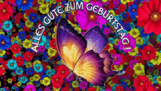 Nachrichten Deutsche Alles Gute zum Geburtstag Schmetterlinge Animierter Hintergrund 002 