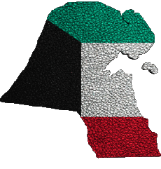 Flags Asia Kuwait Map 