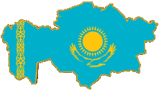 Fahnen Asien Kazakhstan Karte 