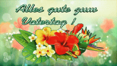 Messages Allemand Alles Gute zum Geburtstag Blumen Fond Animé 001 