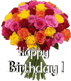 Messages English Happy Birthday Floral Transparent Background 016 