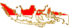 Fahnen Asien Indonesien Karte 