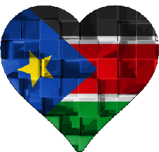 Drapeaux Afrique Soudan Sud Coeur 