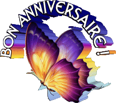 Messagi Francese Bon Anniversaire Papillons Sfondo trasparente 001 