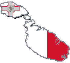 Bandiere Europa Malta Carta Geografica 