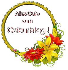 Mensajes Alemán Alles Gute zum Geburtstag Blumen Fondo transparente 018 