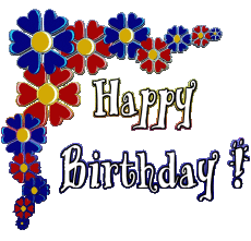 Messagi Inglese Happy Birthday Floral Sfondo trasparente 005 