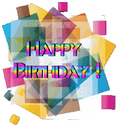 Messages English Happy Birthday Abstract - Geometric Transparent Background 015 