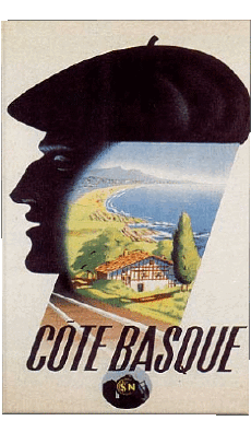 Humor -  Fun ART Retro Posters - Places France Cote Basque 