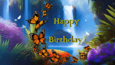 Mensajes Inglés Happy Birthday Butterflies Fondo animado 003 