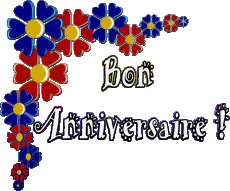 Nachrichten Französisch Bon Anniversaire Floral 005 