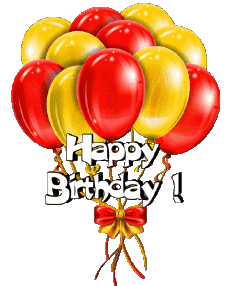 Messages English Happy Birthday Balloons - Confetti 007 