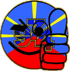 Fahnen Frankreich D.O.M - T.O.M La Réunion Smiley - OK 