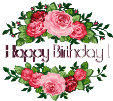 Messages Anglais Happy Birthday Floral Fond Transparent 014 
