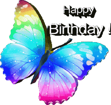 Nachrichten Englisch Happy Birthday Butterflies Transparenter Hintergrund 005 