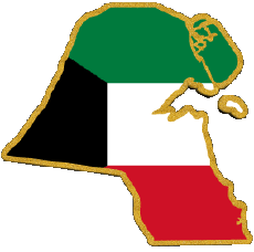 Drapeaux Asie Koweït Carte 