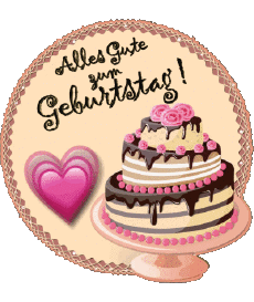 Messages Allemand Alles Gute zum Geburtstag Kuchen 006 