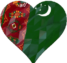 Drapeaux Asie Turkménistan Coeur 