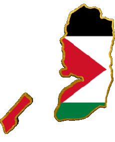 Drapeaux Asie Palestine Carte 