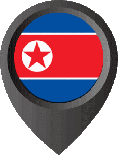 Drapeaux Asie Corée du Nord Epingle de Localisation 
