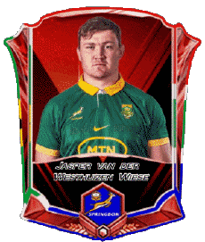 Sports Rugby - Joueurs Afrique du Sud Equipe 2025 Jasper van der Westhuizen Wiese 