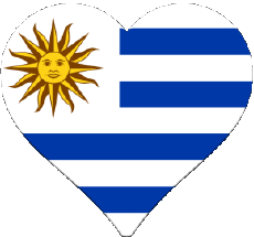 Banderas América Uruguay Corazón 