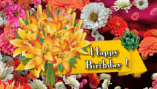 Messages English Happy Birthday Floral Animated Background 001 