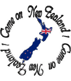 Nachrichten Englisch Come on New Zealand Map - Flag 