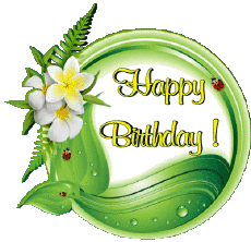 Mensajes Inglés Happy Birthday Floral Fondo transparente 011 