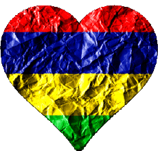 Banderas África Isla mauricio Corazón 