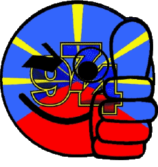 Fahnen Frankreich D.O.M - T.O.M La Réunion Smiley - OK 