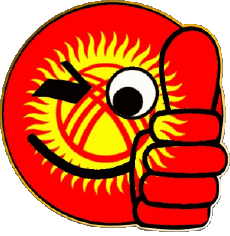 Fahnen Asien Kirgisistan Smiley - OK 