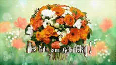 Messagi Tedesco Alles Gute zum Geburtstag Blumen Sfondo animato 001 