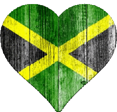 Drapeaux Amériques Jamaïque Coeur 