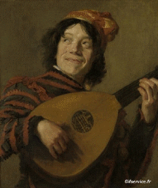 Frans Hals - Le Bouffon au luth (The Lute Player)-Humour - Fun Morphing - Ressemblance Peintures divers confinement covid  art recréations Getty challenge 1 Frans Hals - Le Bouffon au luth (The Lute Player)