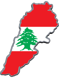 Bandiere Asia Libano Carta Geografica 