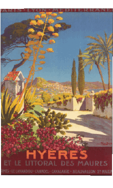 Hyères-Umorismo -  Fun Poster retrò - Luoghi France Cote d Azur 